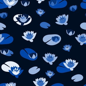 Cobalt Blue Water Lilies Medium 