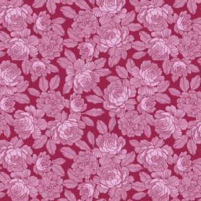 PENNY TWO COLOUR ROSE FLORAL- MAGENTA SML