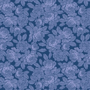 PENNY TWO COLOUR ROSE FLORAL- BLUE SML