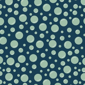 Under the Sea Green Bubbles on Navy Blue - Kid's Bedding