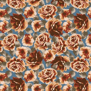 LEWIS PAINTED ROSE FLORAL- BLUE SML