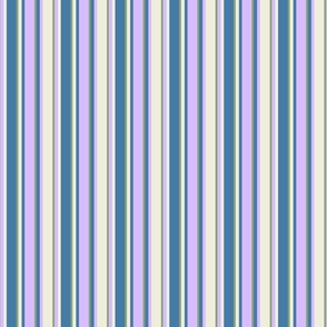 Night Garden Stripe Coordinate in Lilac Blue Green Cream