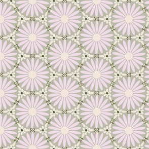 Large Pale Pink Flowers on a Light Green Background
