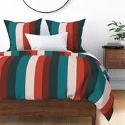 teal_ salmon andbrick red stripes