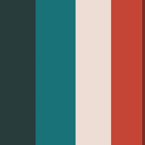 teal_ salmon andbrick red stripes