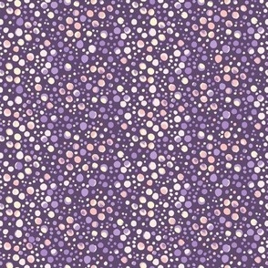 404 - Small scale watercolor wonky organic shape polka dot spots for kids apparel in monochromatic lavender mauve purple - for children's apparel;, kids clothes, bed linen, cute wallpaper, napkins, placemats and table runners