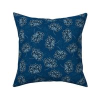 Jacobean Flower-  Indigo Blue (Small scale)