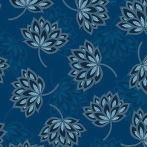 Jacobean Flower-  Indigo Blue (Small scale)