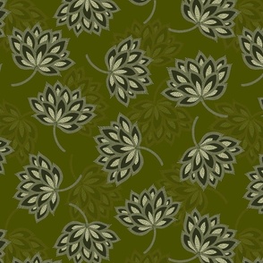Jacobean Flower - Olive Green