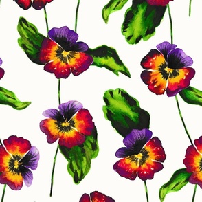 Watercolor Pansy Large on Light Background