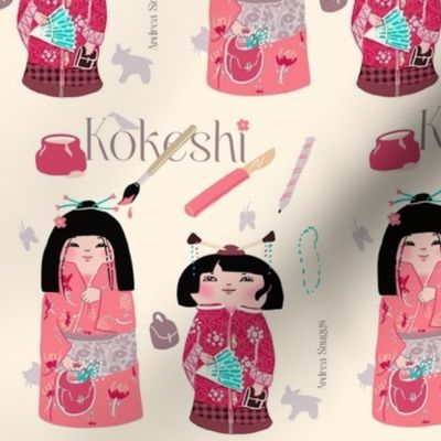 Handpainted Japanese Kokeshi  dolls Collection