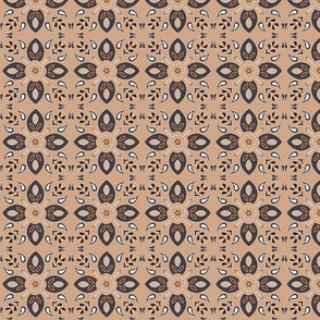 (M) flower tiles Greek style in brown earth tones