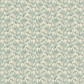 Hellebore, Teal on Cream, tiny