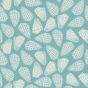 Shells on Spots - Teal (Opal Green) and White