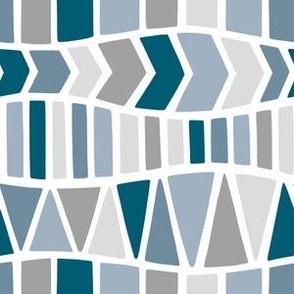 Winter geometric pattern in shades of blue and gray