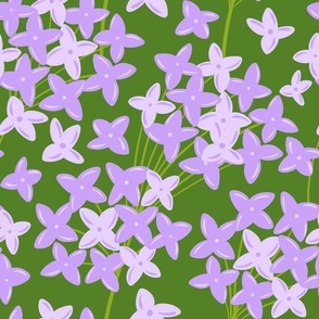 (M) Lilac flowers on green 