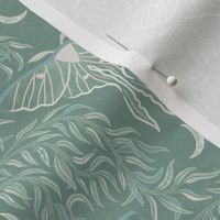 Luna Moths, Willow Leaves and Crescent Moons, Sage Green, Small
