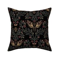 Death Head Damask, death head moth, belladonna and skulls, black, medium