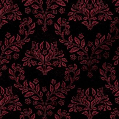 Belladonna Damask, Blood Red on Black, medium