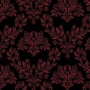 Belladonna Damask, Blood Red on Black, medium