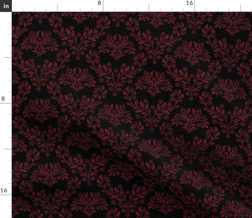 Belladonna Damask, Blood Red on Black, medium