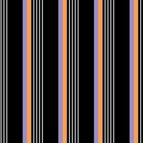 Retro stripes Halloween plaid - Colorful nineties inspired basic cottage striped mudcloth design lilac orange white on black