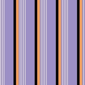 Retro stripes Halloween plaid - Colorful nineties inspired basic cottage striped mudcloth design black white orange on lilac purple