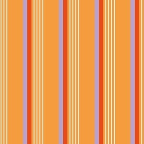 Retro stripes Halloween plaid - Colorful nineties inspired basic cottage striped mudcloth design lilac tangerine white on orange