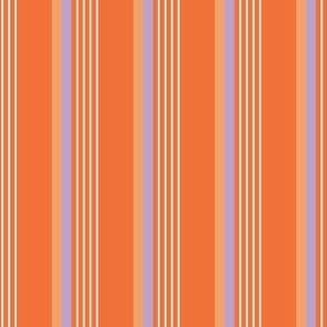 Retro stripes Halloween plaid - Colorful nineties inspired basic cottage striped mudcloth design lilac blush white on orange