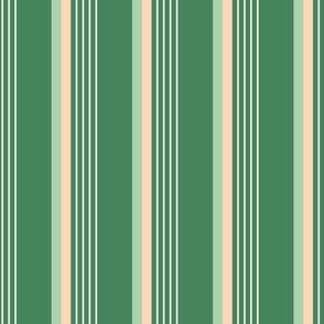 Retro stripes Christmas plaid - Colorful nineties inspired basic cottage striped mudcloth design mint cream on jade green