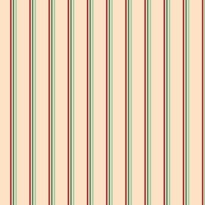 Winter vertical stripes - Christmas seasonal striped minimalist vintage plaid design red pine green mint on vanilla cream