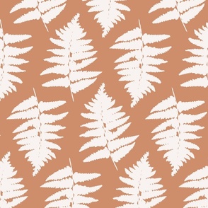 Fern / big scale / warm boho brown botanic perfectly imperfect leaf pattern