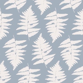 Fern / big scale / dusty blue botanic perfectly imperfect leaf pattern