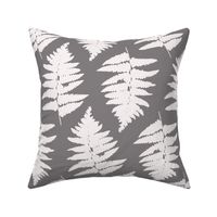 Fern / big scale / soft charcoal botanic perfectly imperfect leaf pattern