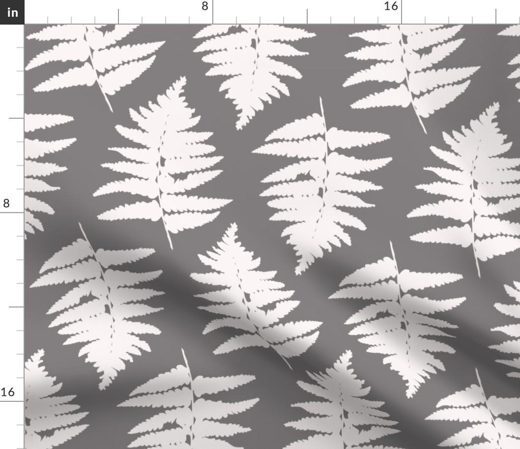 Fern / big scale / soft charcoal botanic perfectly imperfect leaf pattern