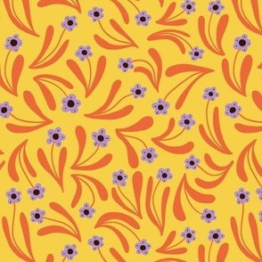 Ditsy boho blooms in yellow and lilac - Small scale