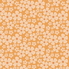 Flower Toss Posey-Pumpkin Pie Orange-Art Nouveau Palette-Large Scale