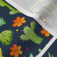 14x18 Panel Big Prick Sarcastic Cactus on Navy for DIY Garden Flag Small Wall Hanging or Tea Towel