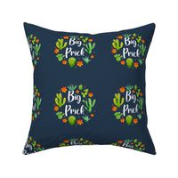 4" Circle Panel Big Prick Sarcastic Cactus on Navy for Embroidery Hoop Projects Quilt Squares Iron on Patches