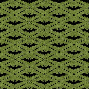 Black Bats on Green Background