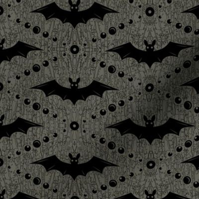 Black Bats on Grey Background