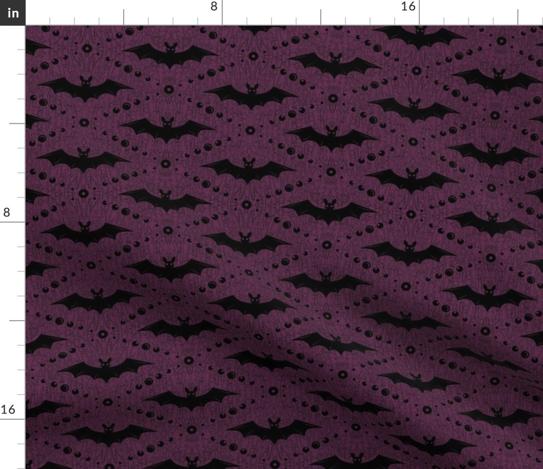 Black Bats on Purple Background