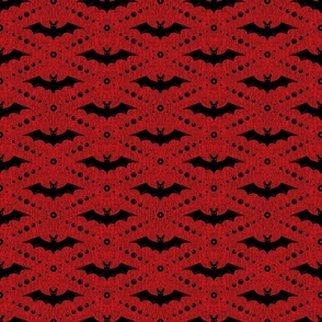 Black Bats on Red Background  