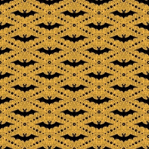 Black Bats on Yellow Background