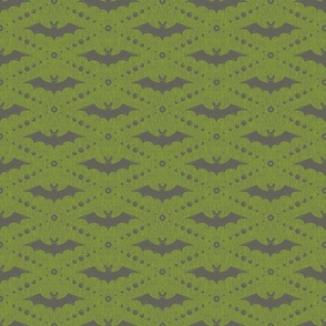 Grey Bats on Green Background  