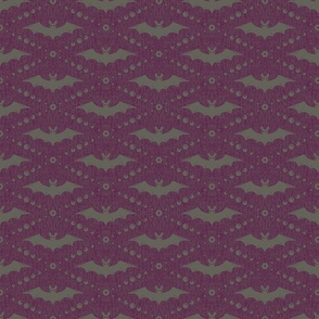 Grey Bats on Purple Background   