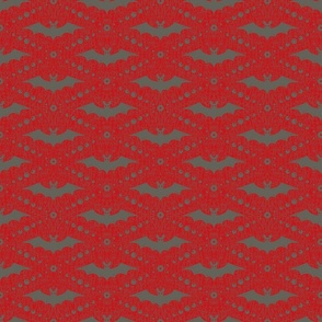 Grey Bats on Red Background   