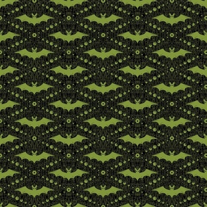 Green Bats on Black Background