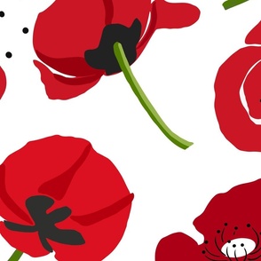 Mod Red Poppy Flowers LARGE SCALE