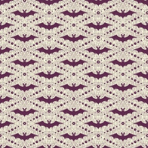 Purple Bats on White Background  